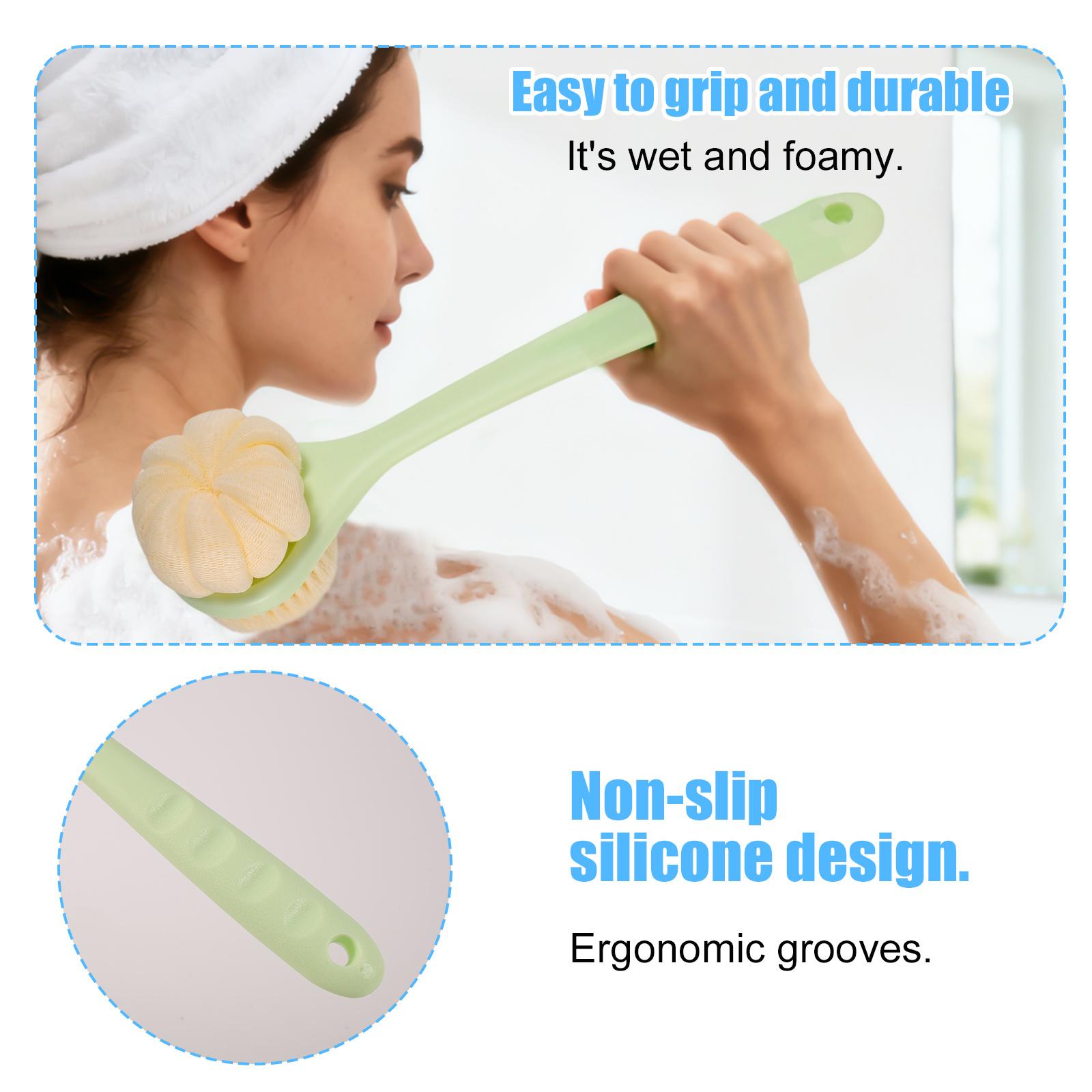 Long Handle Back Scrubber for Shower, 1pc